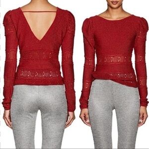 NWT Ronny Kobo Red Metallic Michaela Top sz L